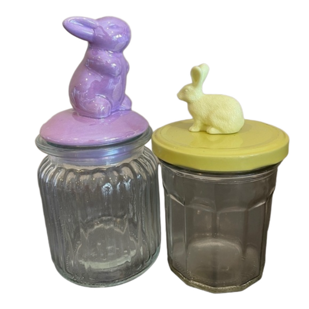 Bunny Topped Glass Treat Jars